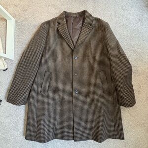 Michael Kors Men's Brown Checkered Trench Coat 3XL - Houndstooth Brown/Black-EUC